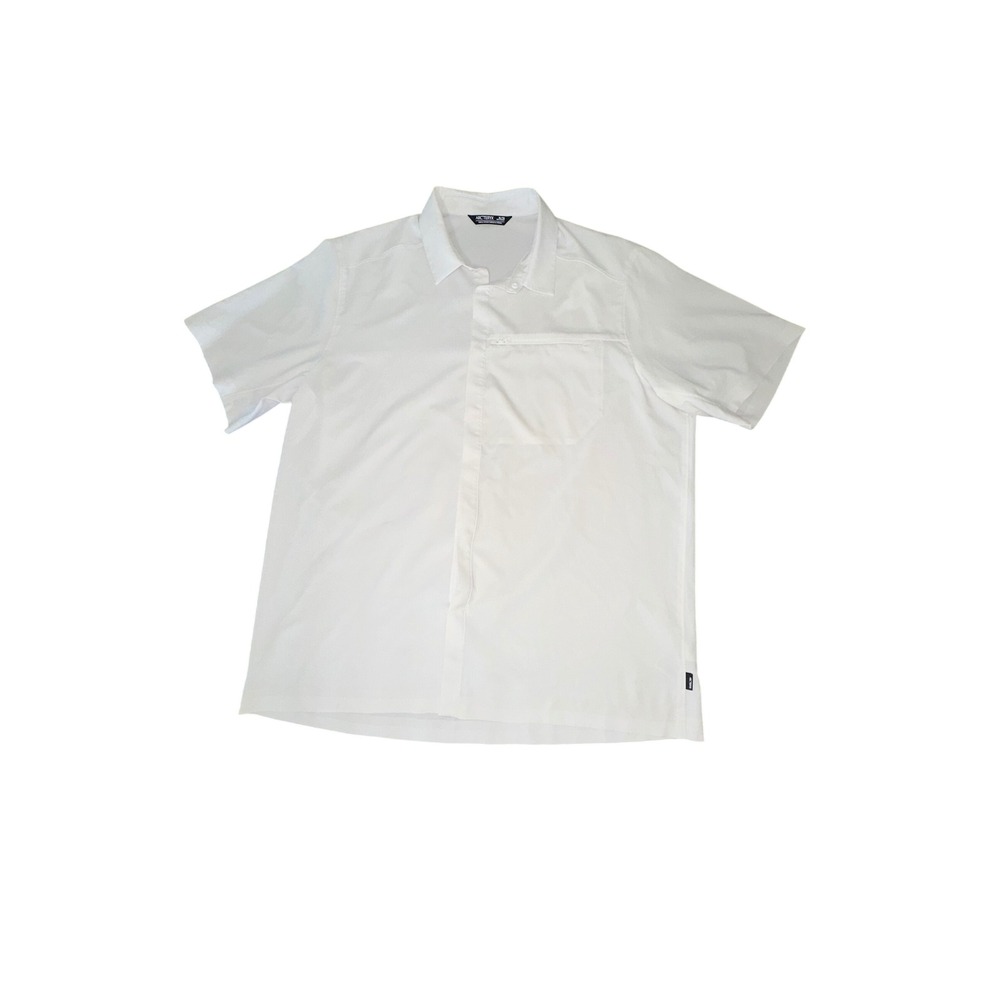 Arcteryx Skyline Shirt Mens XL White Short Sleeve Snap Front Zipper Pocket
